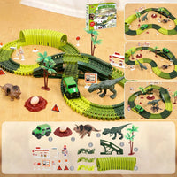 HKM-683731 Dinosaur Race Track Toy Set for Kids - Flexible Electric Track and Cars, Easy Assembly, Ages 3+