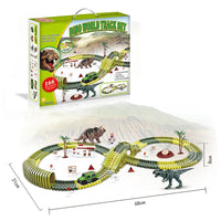 HKM-683731 Dinosaur Race Track Toy Set for Kids - Flexible Electric Track and Cars, Easy Assembly, Ages 3+