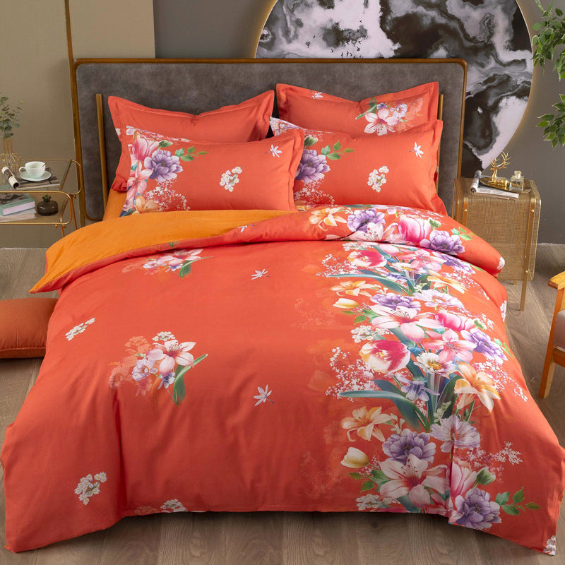 HKM-683795 Cotton Winter Linen Quilt Cover Bedding Set in Various Sizes with Plant and Flower Patterns