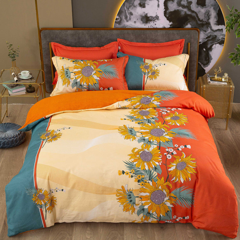 HKM-683795 Cotton Winter Linen Quilt Cover Bedding Set in Various Sizes with Plant and Flower Patterns