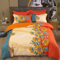 HKM-683795 Cotton Winter Linen Quilt Cover Bedding Set in Various Sizes with Plant and Flower Patterns