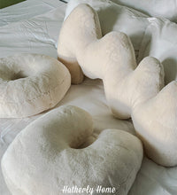 HKM-683795 Wave Shaped Nordic Rabbit Fur Pillow - Abstract Geometric U-Design
