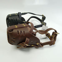 HKM-683923 Cowhide Dog Muzzle for Medium and Large Dogs - Comfortable Basket Design for Full Mouth Protection