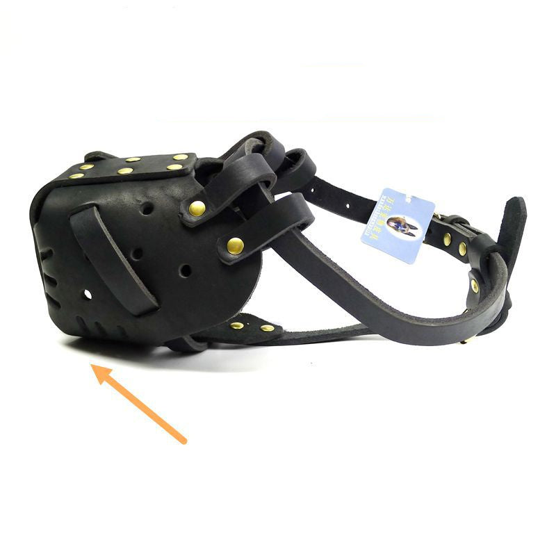 HKM-683923 Cowhide Dog Muzzle for Medium and Large Dogs - Comfortable Basket Design for Full Mouth Protection