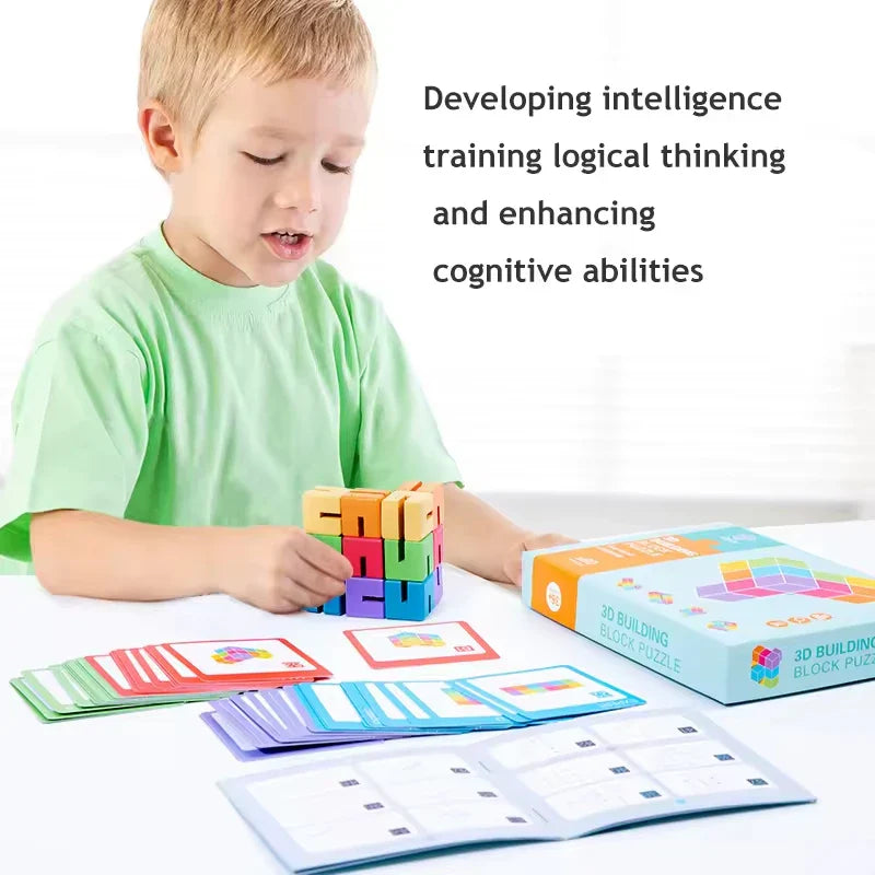 KTX-684051 3D Wooden Spatial Puzzle Building Blocks for Creative Shape Matching and Thinking Development
