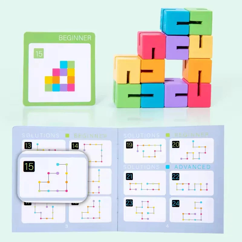 KTX-684051 3D Wooden Spatial Puzzle Building Blocks for Creative Shape Matching and Thinking Development