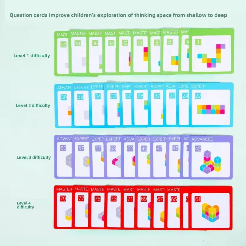 KTX-684051 3D Wooden Spatial Puzzle Building Blocks for Creative Shape Matching and Thinking Development