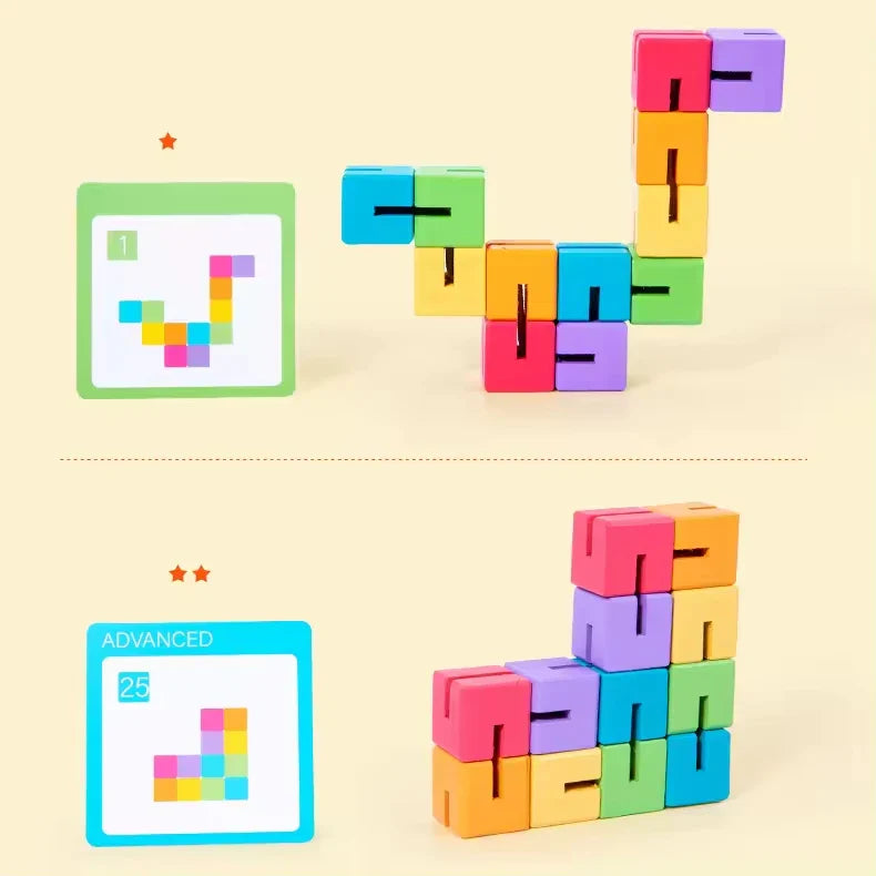 KTX-684051 3D Wooden Spatial Puzzle Building Blocks for Creative Shape Matching and Thinking Development