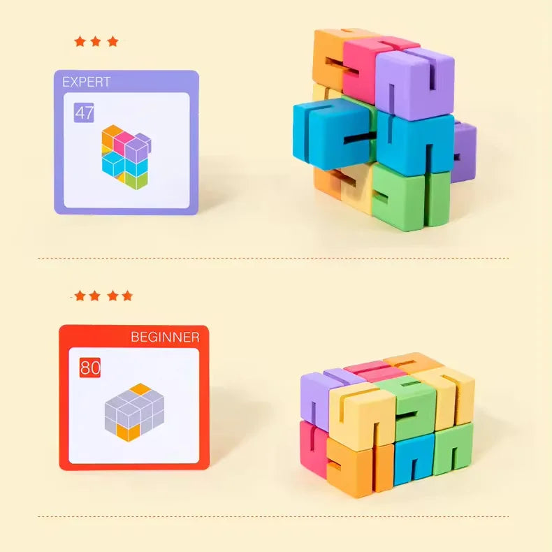 KTX-684051 3D Wooden Spatial Puzzle Building Blocks for Creative Shape Matching and Thinking Development