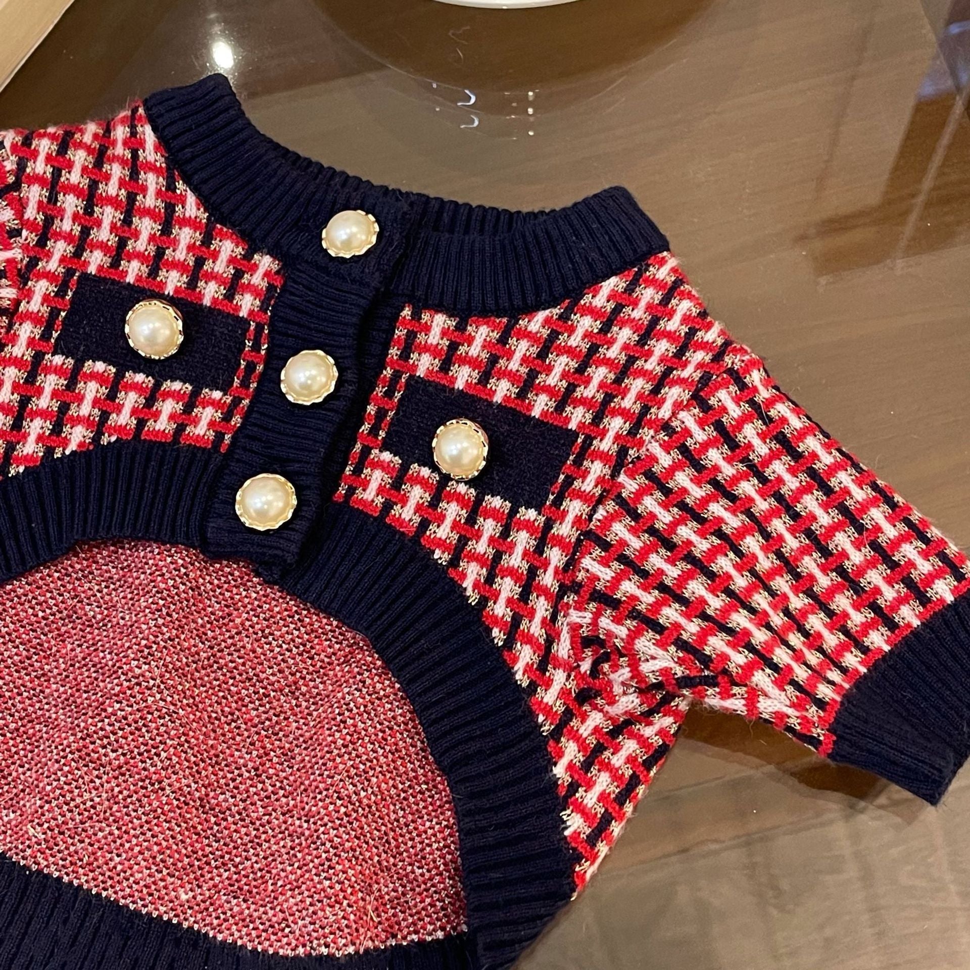 HKM-684051 Cozy Red Wool Winter Sweater for Pets - Multiple Sizes Available