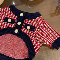 HKM-684051 Cozy Red Wool Winter Sweater for Pets - Multiple Sizes Available