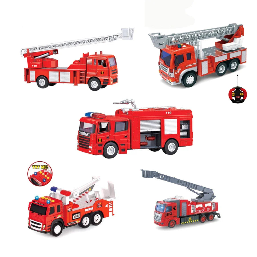 HKM-684115 Electric Remote Control Mini Fire Truck Toy for Kids Ages 5-7 – Diecast Airport Fire Truck with Realistic Features
