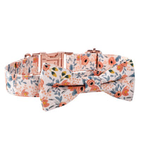 HKM-684179 Cotton Floral Rose Gold Buckle Dog Collar