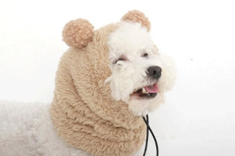 HKM-684627 Adjustable Thermal Pet Hat with Plush Fur Ball for Cats – Windproof, Soft Cotton Velvet