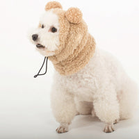 HKM-684627 Adjustable Thermal Pet Hat with Plush Fur Ball for Cats – Windproof, Soft Cotton Velvet