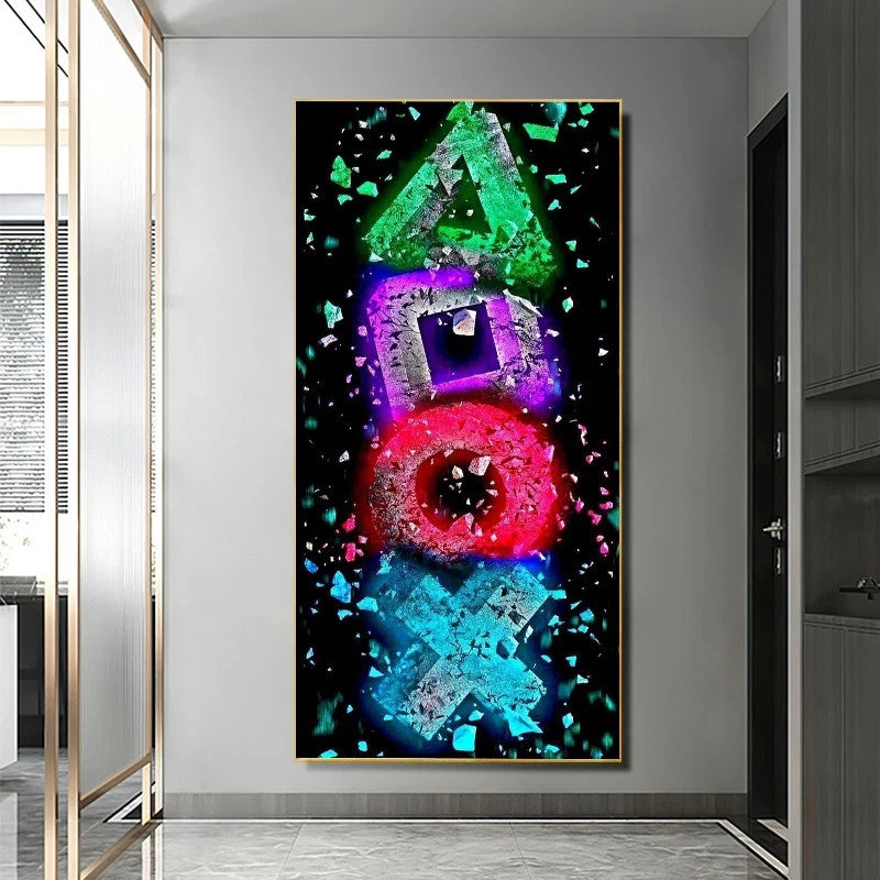 HKM-684627 Gamer Room Canvas Art - Modern Arena Game Poster in Rectangle Shape, Oil Canvas Decor