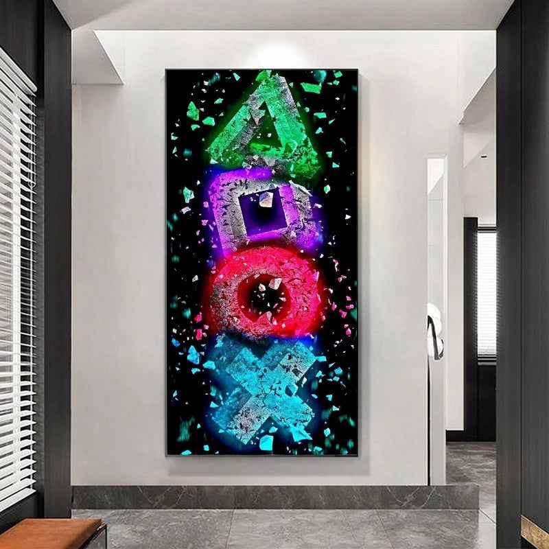 HKM-684627 Gamer Room Canvas Art - Modern Arena Game Poster in Rectangle Shape, Oil Canvas Decor