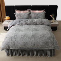 HKM-684627 Milk Fiber Modern Printed Four-Piece Bedding Set for 1.5m, 1.8m, and 2.0m Beds