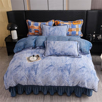 HKM-684627 Milk Fiber Modern Printed Four-Piece Bedding Set for 1.5m, 1.8m, and 2.0m Beds