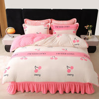 HKM-684627 Milk Fiber Modern Printed Four-Piece Bedding Set for 1.5m, 1.8m, and 2.0m Beds
