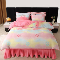 HKM-684627 Milk Fiber Modern Printed Four-Piece Bedding Set for 1.5m, 1.8m, and 2.0m Beds