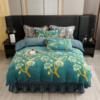 HKM-684627 Milk Fiber Modern Printed Four-Piece Bedding Set for 1.5m, 1.8m, and 2.0m Beds