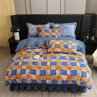 HKM-684627 Milk Fiber Modern Printed Four-Piece Bedding Set for 1.5m, 1.8m, and 2.0m Beds