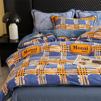 HKM-684627 Milk Fiber Modern Printed Four-Piece Bedding Set for 1.5m, 1.8m, and 2.0m Beds