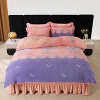 HKM-684627 Milk Fiber Modern Printed Four-Piece Bedding Set for 1.5m, 1.8m, and 2.0m Beds