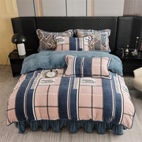 HKM-684627 Milk Fiber Modern Printed Four-Piece Bedding Set for 1.5m, 1.8m, and 2.0m Beds