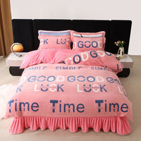 HKM-684627 Milk Fiber Modern Printed Four-Piece Bedding Set for 1.5m, 1.8m, and 2.0m Beds