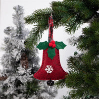 HKM-684755 Cute Elk and Bell Decorative Pendant Set for Christmas Trees, 6-Piece Non-Woven Fabric Ornaments