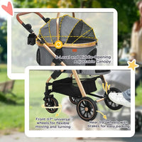 HKM-684819 3-in-1 Lightweight Pet Stroller with Detachable Cabin, All-Terrain Mobility for Small Dogs, Gray
