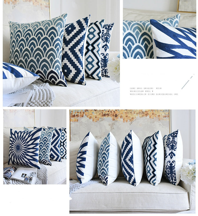 HKM-685011 Chinese Classical Embroidered Cushion Cover 45cm x 45cm, PP Cotton Pillowcase