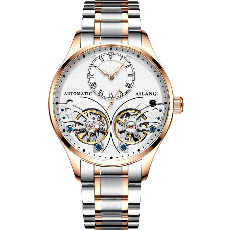 HKM-685139 Twosome Automatic Moon Phase Tourbillon Men's Watch, 41mm Titanium Waterproof