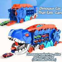 HKM-685267 Dinosaur Transporter Truck with Transforming T-Rex Diecast Vehicle for Kids Ages 2 and Up