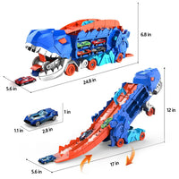 HKM-685267 Dinosaur Transporter Truck with Transforming T-Rex Diecast Vehicle for Kids Ages 2 and Up