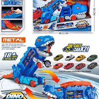 HKM-685267 Dinosaur Transporter Truck with Transforming T-Rex Diecast Vehicle for Kids Ages 2 and Up