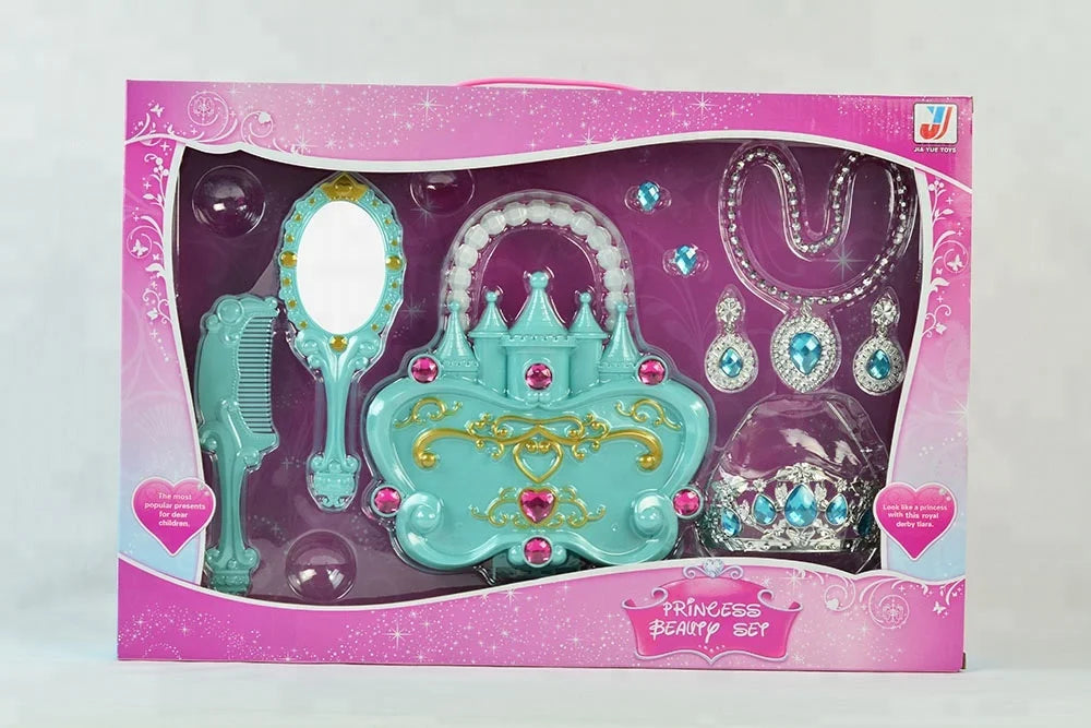 KTX-685459 Kids Princess Makeup Play Set - 18-Piece Pretend Beauty Kit for Girls Ages 2-7, Window Box Packaging