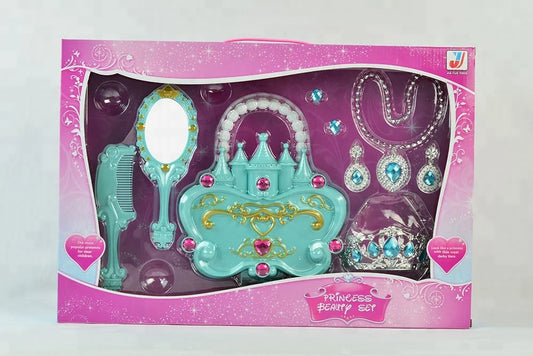 KTX-685459 Kids Princess Makeup Play Set - 18-Piece Pretend Beauty Kit for Girls Ages 2-7, Window Box Packaging