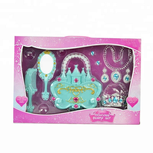 KTX-685459 Kids Princess Makeup Play Set - 18-Piece Pretend Beauty Kit for Girls Ages 2-7, Window Box Packaging