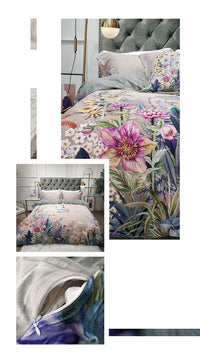 HKM-685459 Warm American Quilt Set with 3D Floral Pattern - Four Pieces for Fall and Winter