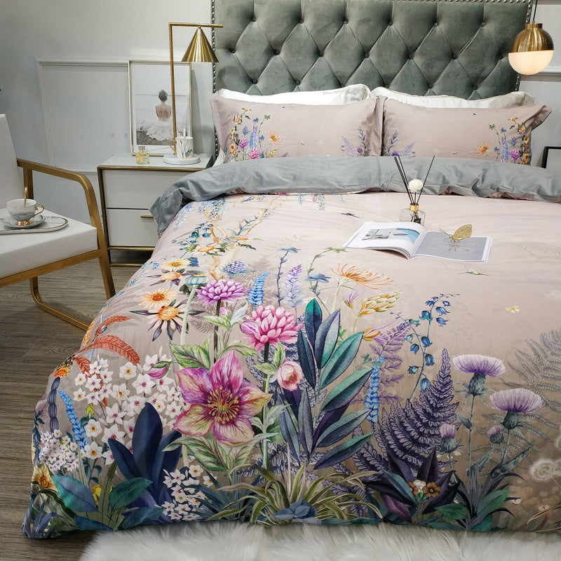 HKM-685459 Warm American Quilt Set with 3D Floral Pattern - Four Pieces for Fall and Winter