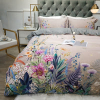 HKM-685459 Warm American Quilt Set with 3D Floral Pattern - Four Pieces for Fall and Winter
