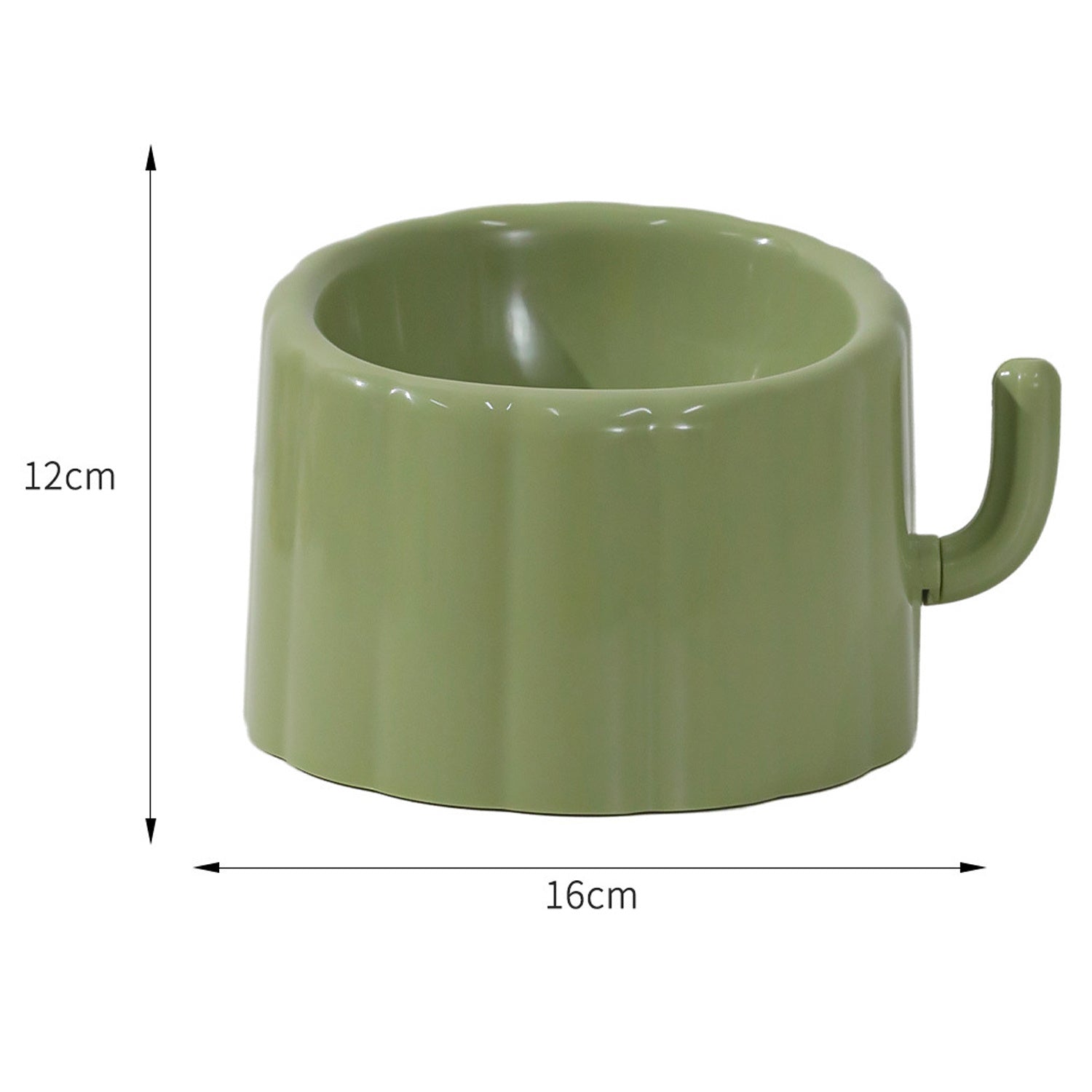 HKM-685651 Solid Color High-Stand Anti-Slip Cat Bowl with Cactus Design, Large Mouth and Anti-Overturn Feature