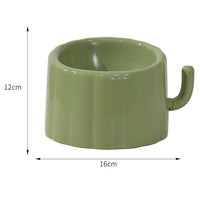 HKM-685651 Solid Color High-Stand Anti-Slip Cat Bowl with Cactus Design, Large Mouth and Anti-Overturn Feature