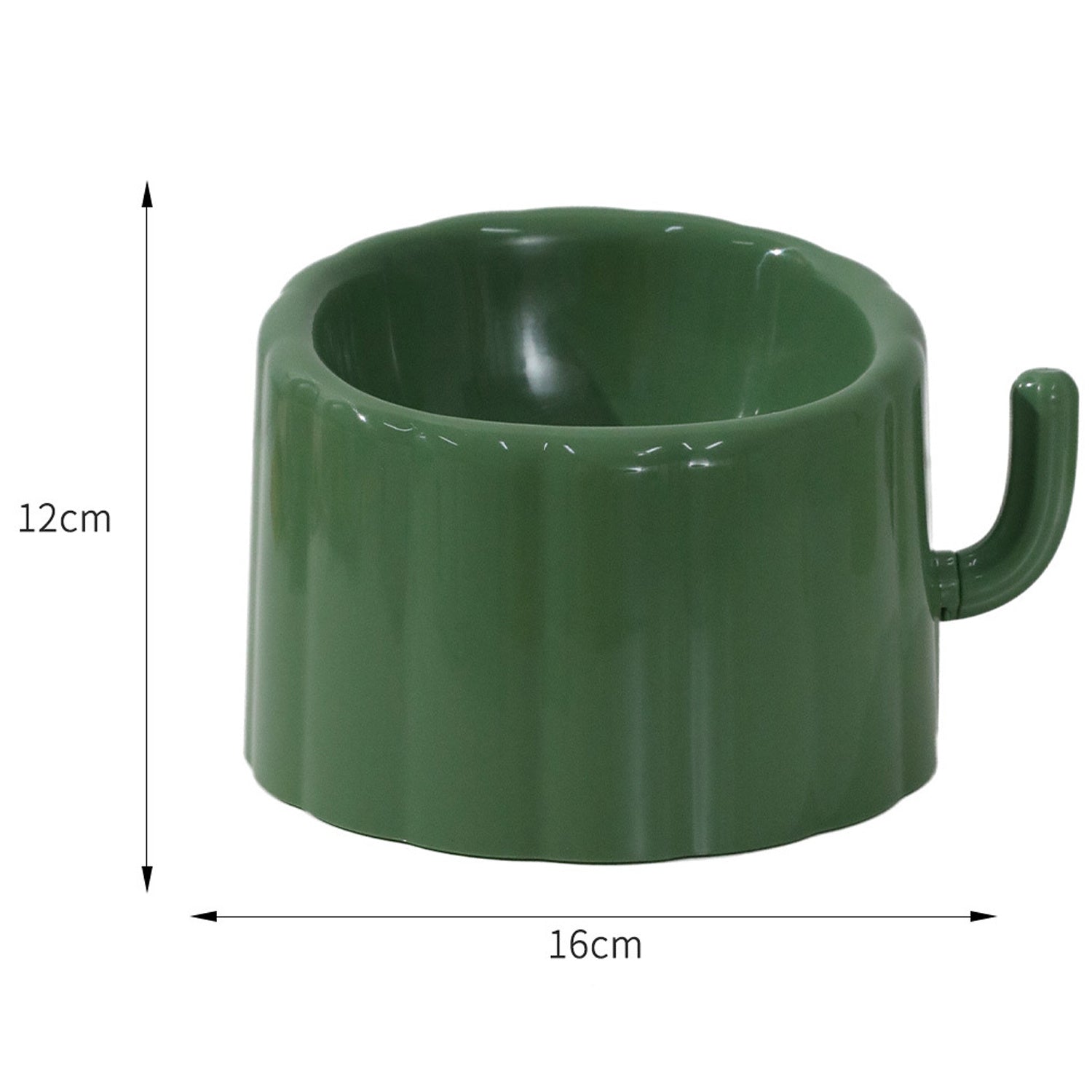 HKM-685651 Solid Color High-Stand Anti-Slip Cat Bowl with Cactus Design, Large Mouth and Anti-Overturn Feature