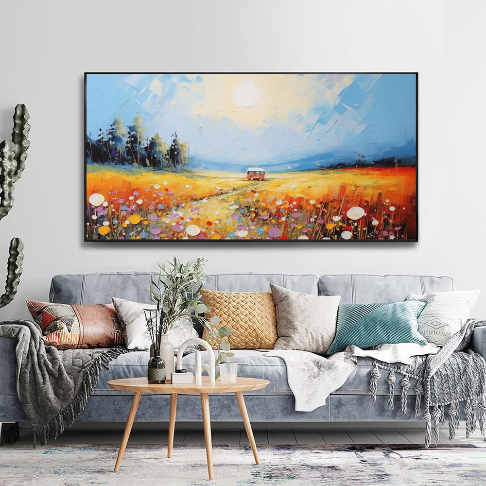 HKM-685715 Hand-Painted Oil Canvas Art - Natural Scenery Landscape Painting for Living Room Décor