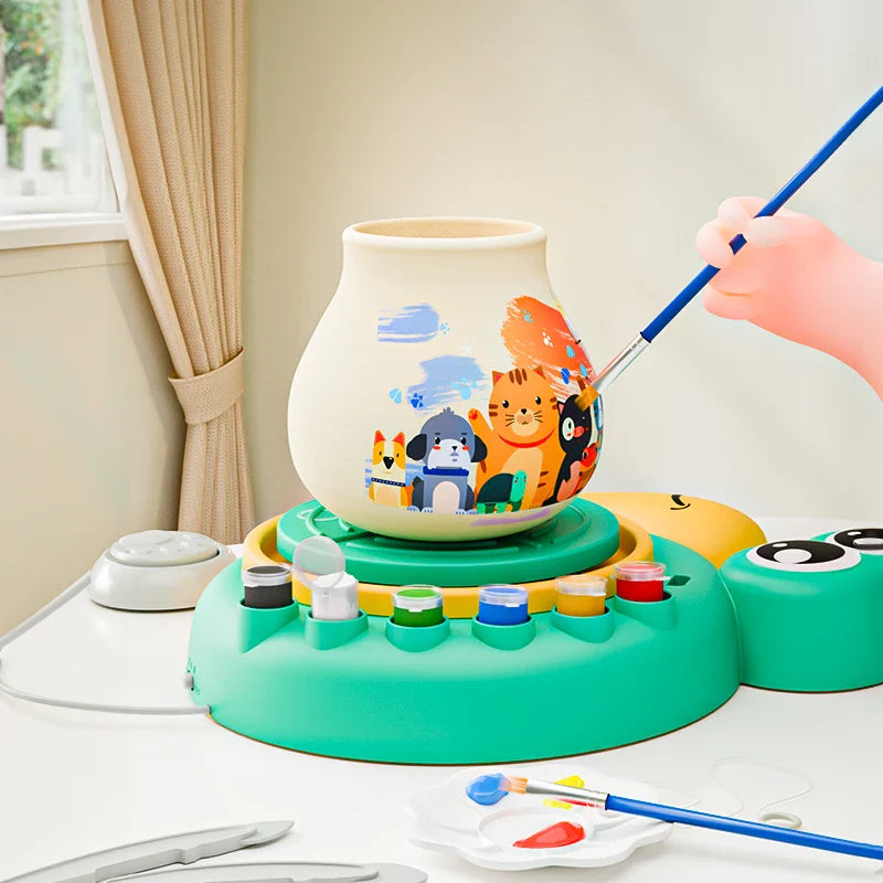 HKM-685779 Cartoon Animal Pottery Machine for Kids - Creative DIY Clay Turntable Toy