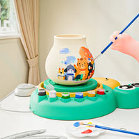 HKM-685779 Cartoon Animal Pottery Machine for Kids - Creative DIY Clay Turntable Toy